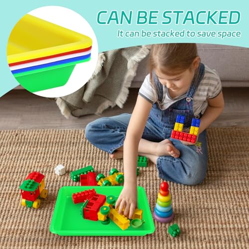 Weoxpr 5 Pack Multicolor Plastic Art Trays for Crafts, Beads & Organizing