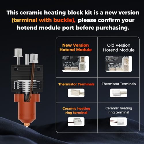 Creality Official 2025 K1/K1C/K1 SE/K1 Max Hotend Kit, Upgrade Ceramic Heating Block Kit, New Version Terminal with Buckle, 600mm/s High-Speed with Unicorn Quick Swap Nozzle for K1 Series 3D Printers - style: K1/K1C/K1 SE/K1 Max