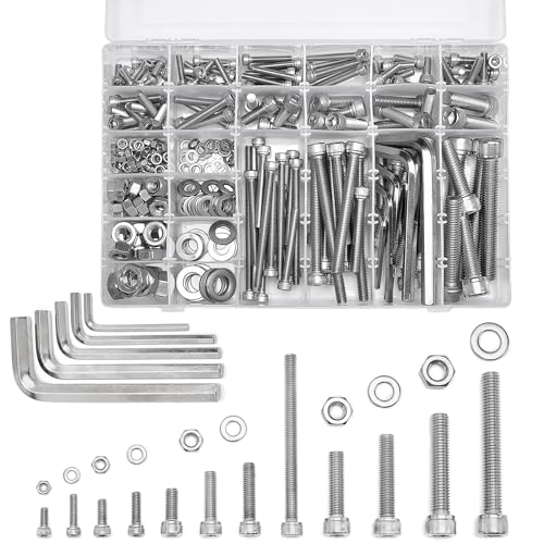 365PCS M5 M6 M8 M10 Metric Bolt Assortment for Precision Machinery - color: X14-large-365 M5 M6 M8 M10 Socket Cap(silver)