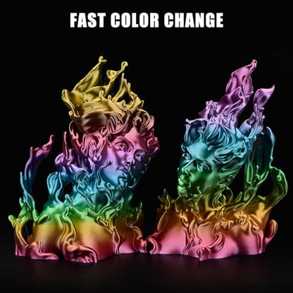 OVV3D Rainbow PLA Filament 1.75mm, PLA Silk PLA 3D Printer Filament Multicolor Silk Color Change Rainbow PLA Filament with Purple Pink Yellow Green Blue, 3D Printing Filament 3D Filament, 1kg - color: Rainbow Silk
