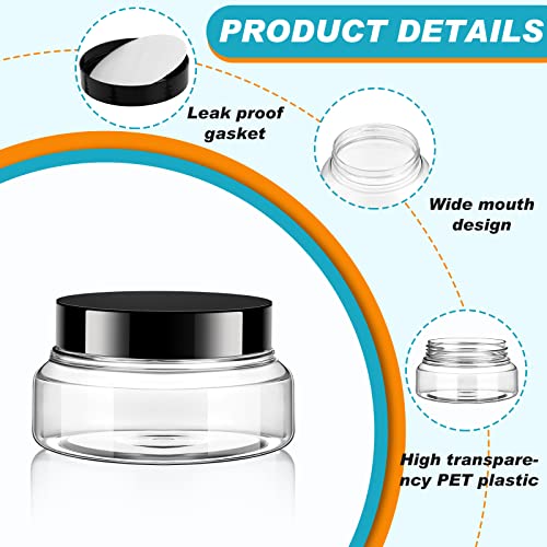 24 Pack Plastic Cosmetic Jars with Lids Label, 5 oz, Clear, Black - color: Clear, Black, size: 5 oz