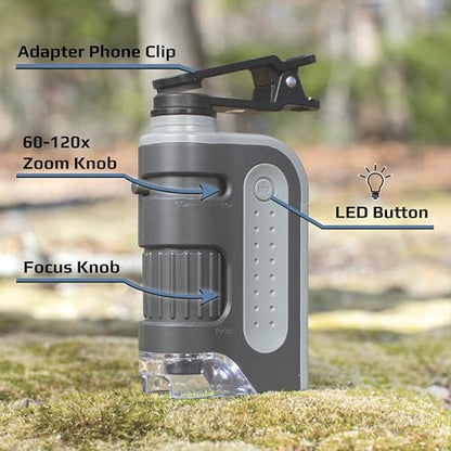 Carson MicroBrite Pro Kit with Pocket Microscope & Smartphone Adapter Clip