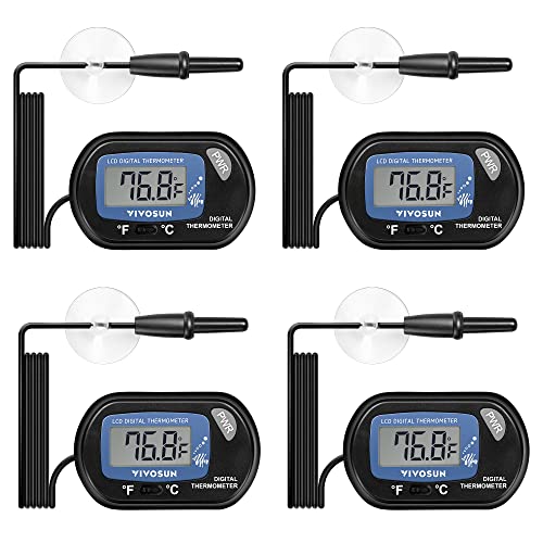 VIVOSUN 4-Pack LCD Digital Aquarium Thermometer - size: 4 packs