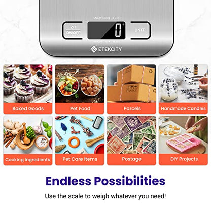 Etekcity Food Kitchen Scale, Digital Grams and Ounces, 11lb - color: Stainless Steel