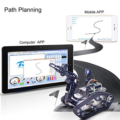 Smart Robot Car Kit for Raspberry Pi, Tank Robot Chassis Real-Time Video Transmission, WiFi/Bluetooth Control, Path Planning, Programmable Robot Kit (Without Raspberry Pi-Silver) - color: Without Raspberry Pi-silver
