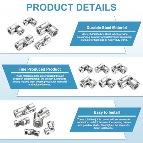 MECCANIXITY 2pcs Universal Joint Shaft Coupling, 3.17mm to 3.17mm Inner Dia Rotatable Steering Shaft U Joints Coupler with Screws for RC Car, Robot, Boat Drive Ship Motor Use - size: 3.17mm to 3.17mm