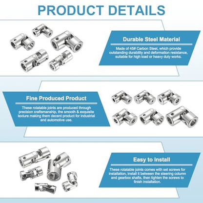 MECCANIXITY 2pcs Universal Joint Shaft Coupling, 6mm to 6mm Inner Dia Rotatable Steering Shaft U Joints Coupler with Screws for RC Car, Robot, Boat Drive Ship Motor Use - size: 6mm to 6mm