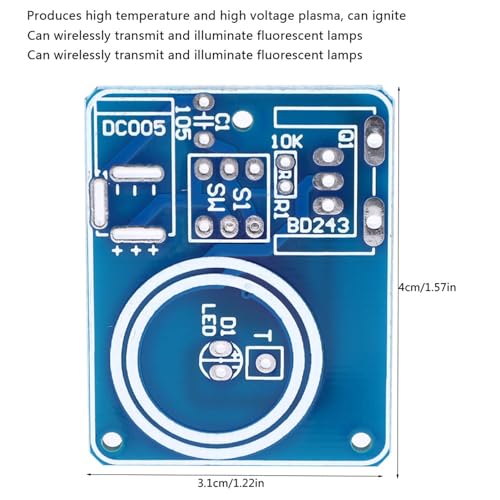 Plasma arc Generator kit, high Efficiency DIY Electronic Coil with PCB Mounted Components for Student Science Experiments and Educational Projects 12V DC Power Supply