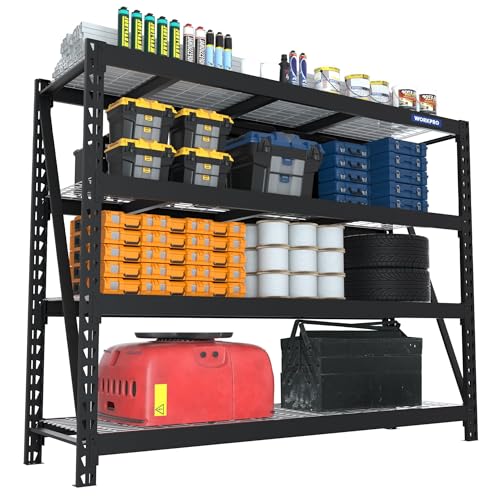WORKPRO Heavy Duty Metal Garage Shelving, 68"W x 24"D x 65"H, 7200 LBS Load - size: 68"W x 24"D x 65"H