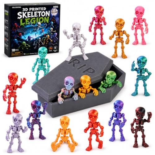 Celltestria 18PCS 3D Printed Skeleton Fidget Toys with Coffin Storage Box - style: Skeleton with Coffin
