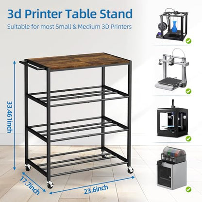 3D Printer Stand Table for 48 Filament Storage Rack, Brown - color: Brown