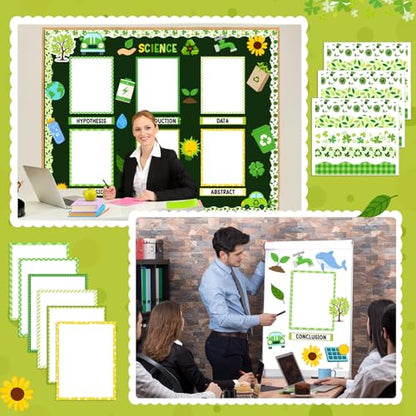 Funrous 93 Pcs Science Fair Board Supplies Science Fair Posters Theme Decoration Include Self Adhesive Project Titles Letter Sticker Blank Poster Border Pattern for Classroom Office Decor