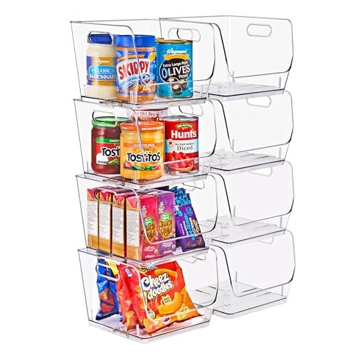 Sorbus Clear Pantry Organizer with Stackable Storage Bins, Open Front - size: Medium Square, style: 8 Pack