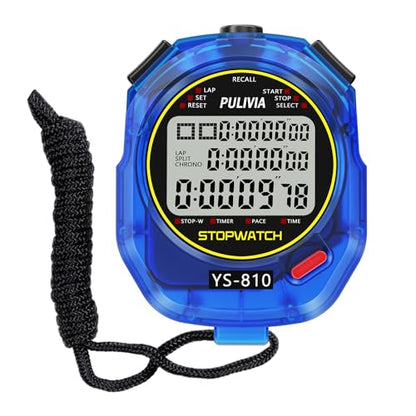 Stopwatch Timer Multi Splits/Laps Digital Stop-Watch for Sports - color: Blue
