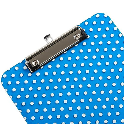 JAM PAPER Plastic Clipboards with Low Profile Metal Clip - Letter Size (9 x 12.5) - Blue Polka Dot - Clip Board Sold Individually - color: Blue Polka Dot, size: Single Clipboards