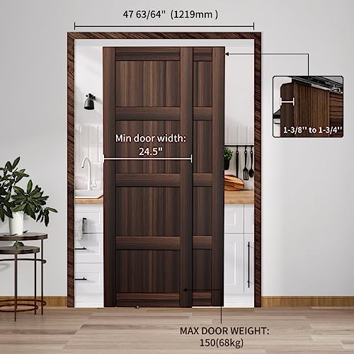 Heavy Duty Bypass Sliding Closet Door Track Hardware 48",4FT Aluminium Pocket Door Track Rail Set, Smoothly and Quietly, for 2 Door System - size: XC40-48"