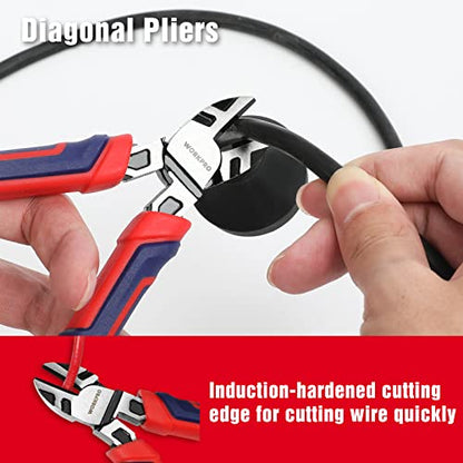 WORKPRO 4-Piece Pliers Set, Premium CR-V Construction Tool Set - color: Red