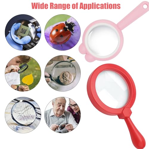 Rongon Kids Magnifying Glasses, Handheld Magnifiers, Exploration Play Reading Magnifier for Children, Children Magnifying Tools