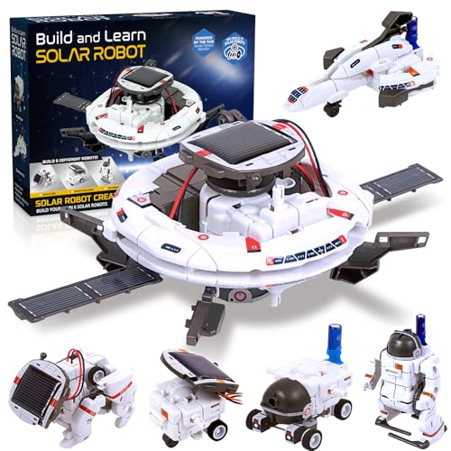 6-in-1 Solar Robot Building Kit for Boys Aged 8-13, Educational Robotic Toys for Kids, Science Kits STEM Toys Birthday Gifts for 8 9 10 11 12 Years Old Boys Girls Teens - color: White