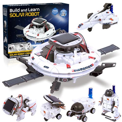 6-in-1 Solar Robot Building Kit for Boys Aged 8-13, Educational Robotic Toys for Kids, Science Kits STEM Toys Birthday Gifts for 8 9 10 11 12 Years Old Boys Girls Teens - color: White