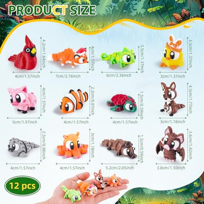 3D Printed Big Eyed Animals Set of 12 Articulated Desk Fidget Toys - size: Big Eyed Animals (Kangaroo), style: 12 PCS