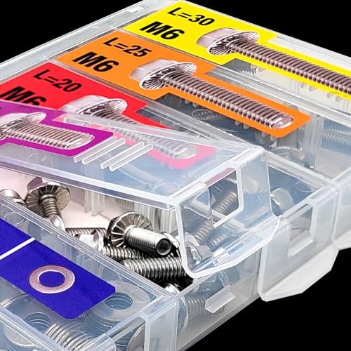 EEEEE Metric Hex Flanged Bolt Assortment Kit 138pcs and Nuts Kit Set,M6 Bolt 12 mm 16mm 20mm 25mm 30mm, Flange Metric Large Hardware Grade Hex Bolt Assortment,304 Stainless Steel Class Flat Washers - size: M6 138pcs (304 stainless)