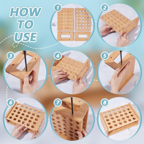 UNICRAFTALE Wood Test Tube Rack 30-Holes Rectangle Lab Rack Cylinder Tube Display Racks 22mm Diameter Lab Supplies Tubes Holder Rollerball Perfume Organizer for Chemistry Laboratory 9.4x6.3x3.7 Inch - size: 23.8x16x9.5cm