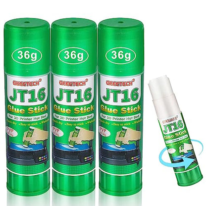 3D Printer Glue Sticks, 36 Grams Each PVP Solid Glue Sticks for Hot Bed Plate, Washable, Non-Toxic, Reduce Warping for PLA, ABS, PETG, Hips, TPU Filament on PEI, Glass, Aluminum, Buildtak Board, 3Pcs - size: 3 PCS