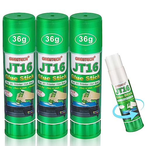 3D Printer Glue Sticks, 36 Grams Each PVP Solid Glue Sticks for Hot Bed Plate, Washable, Non-Toxic, Reduce Warping for PLA, ABS, PETG, Hips, TPU Filament on PEI, Glass, Aluminum, Buildtak Board, 3Pcs - size: 3 PCS