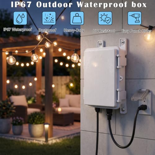 Junction Box IP67 Waterproof, Outdoor Electrical Box ABS Plastic with Mounting Plate – Hinged Lid Weatherproof Electrical Enclosure for DIY Wiring Projects Grey, 14.2"x10.2"x6.7"