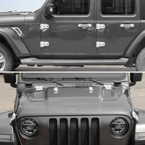 JWWY Complete Exterior Cover Trim Kit for 2018–2026 Jeep Wrangler JL JLU, Full Coverage Door Handle Hood Hinge Hood Latch Side Air Vent Rear Tailgate Window Hinge Covers, 43PCS White - color: White