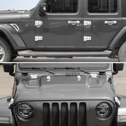 JWWY Complete Exterior Cover Trim Kit for 2018–2026 Jeep Wrangler JL JLU, Full Coverage Door Handle Hood Hinge Hood Latch Side Air Vent Rear Tailgate Window Hinge Covers, 43PCS White - color: White