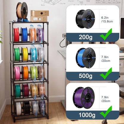 Kajaia 3D Printer Filament Storage Rack 5 Tier with 20 Vacuum Storage Bags