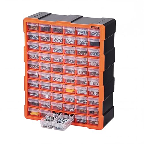 VEVOR 60-Drawer Storage Organizer, Plastic, Drawer Storage Cabinet for Garage Organization, Stackable Small Parts Organizer, Wall-Mounted Toolbox, for Hardware, Beads, Screws, Crafts, Building Bricks - size: 60-Drawers