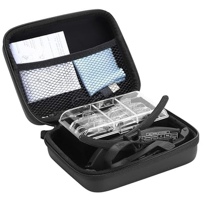 YOCTOSUN Magnifying Headset with 3 LED Lights, Storage Case, Head Strap and 4 Detachable Lense 1.5X, 2.5X, 3.5X, 5X, Magnifying Glasses for Close Work, Jewelry, Hobby, Crafts