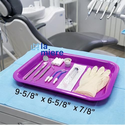 LA MIERE Dental Autoclavable Procedure Flat Tray Medical Instrument Set Up Flat Tray Size F - 9 5/8" W x 6 5/8" D x 7/8", Neon Purple - color: Neon Purple