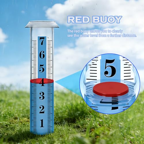 YZDTECH Rain Gauge Replacement Tube Plastic, Accurate Rain Gauge Outdoor, Thickened and Transparent 7" Capacity Tube with Blue Strip for Yard, 1 Rain Meter Tube with 1 Clean Brush and 1 Red Float - color: 1PCS Rain Gauge Replacement Tube