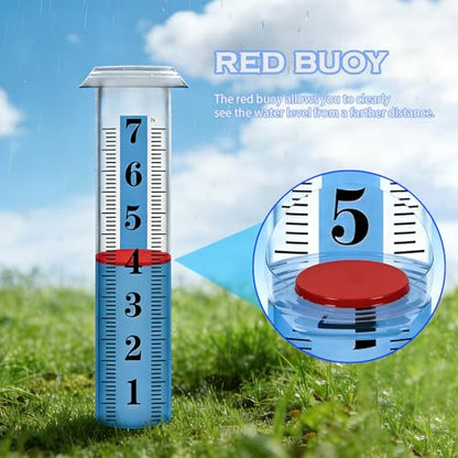 YZDTECH Rain Gauge Replacement Tube Plastic, Accurate Rain Gauge Outdoor, Thickened and Transparent 7" Capacity Tube with Blue Strip for Yard, 1 Rain Meter Tube with 1 Clean Brush and 1 Red Float - color: 1PCS Rain Gauge Replacement Tube