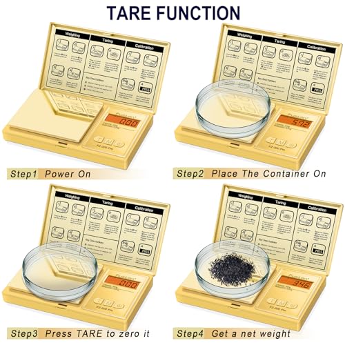 Fuzion Digital Pocket Gram Scale 0.01g x 200g, with 100g Calibration Weight - color: Gold