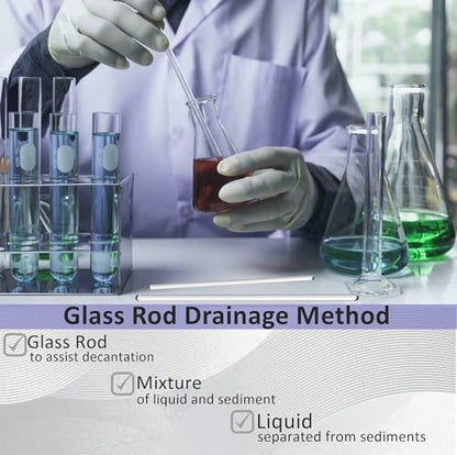 4Pcs Glass Stir Sticks Lab Stirring Rod 8"x 2 10"x 2 with Both Ends Round and Glass Graduated Droppers 1 x 4" Straight and 1 x 4" Bent for Science, Lab, Kitchen, Science Education