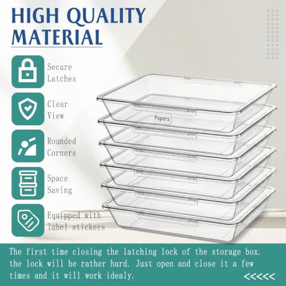 Tinlade 6 Pcs Classroom Paper Storage Bins with Lids, 13x10, Clear - color: Clear