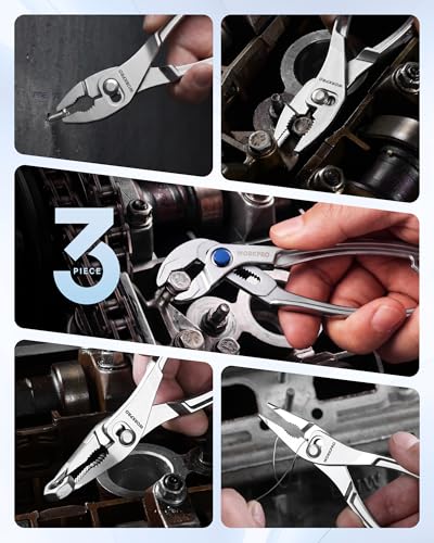 WORKPRO 3-Piece Mini Pliers Set with Pouch, Pocket Pliers, EDC Tool Gift - color: Silver