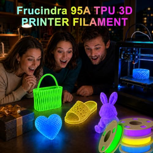 Glow in the Dark TPU 95A 3D Printer Filament Bundle - 1.75mm Soft Flexible TPU 3D Filament, Accuracy +/- 0.03mm, Luminous Filament for Halloween, Fit Most 3D Printers - 4 Spools 250g Each - color: Green/Blue/Yellow/Purple