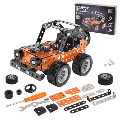 Buildable 3D Metal Engineering Kit STEM Set for Ages 8-16 Develops Logic Skills DIY Project Ideal Gift for Kids Age 8-16 Orange - style: orange car