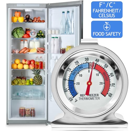 8 Pack Refrigerator Freezer Thermometer Large Dial Fridge Thermometer with Dual-Scale -30~30°C/-20~80°F for Freezer Refrigerator Cooler