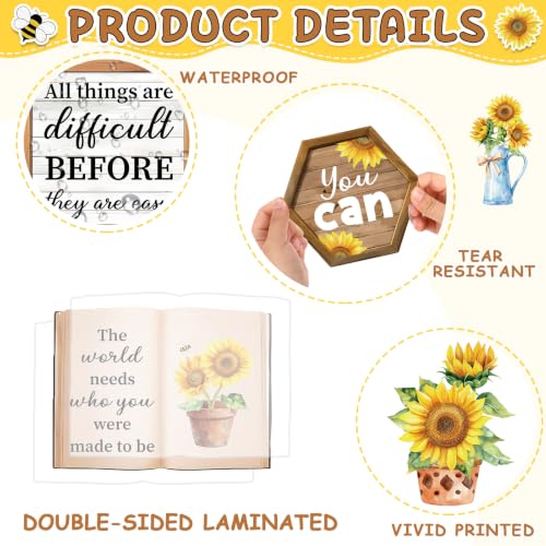 Wiooffen Sunflower Bulletin Board Set Words of Wisdom Classroom Decorations Inspirational Positive Flower Cutouts for Back to School Teacher Classroom Office Home Wall Door Decor Supplies - style: Sunflower