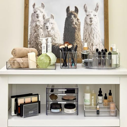 iDesign The Sarah Tanno Collection Plastic Cosmetics and Makeup Palette Organizer, 7-Compartment, Clear, 20.3 cm × 10.1 cm × 7.6 cm - size: 20.3 cm × 10.1 cm × 7.6 cm, style: Pallet Organizer