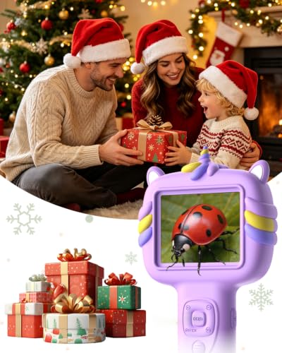 Kids Microscope Outdoor Toys - Handheld Microscopes Autofocus - color: Purple