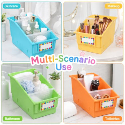 6 Pack Picture Book Bins with Dividers for Classroom, Pastel - color: Pastel