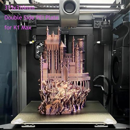 Double Side Texture PEI Build Plate for Creality K1 Max, 3D Printer Textured PEI Spring Steel Plate Print Bed for K1 Max 315x310mm